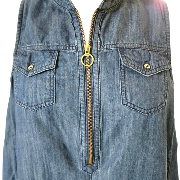 INC International Concepts Blue Zip-Front Maxi Dress - Picture 4 of 9